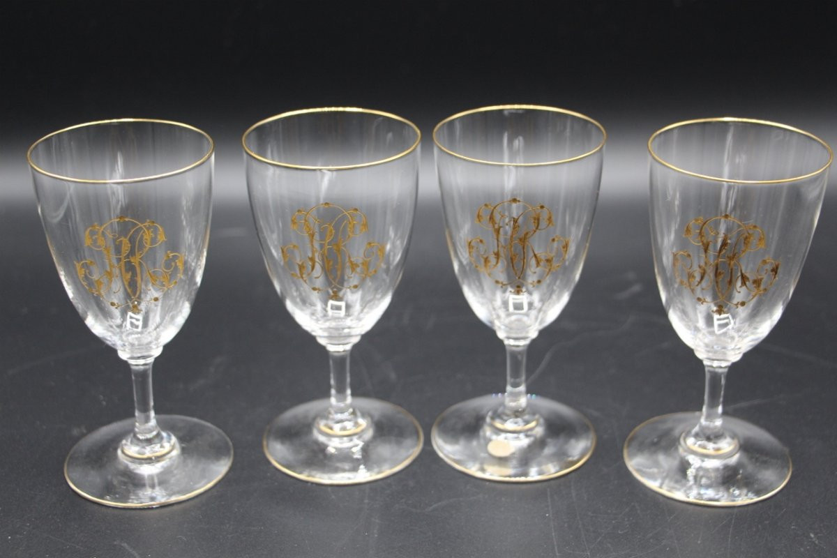 Baccarat Dinner Service Monogrammed In Gold Hr, Early 20th Century -photo-3