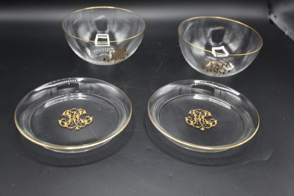 Baccarat Dinner Service Monogrammed In Gold Hr, Early 20th Century -photo-5