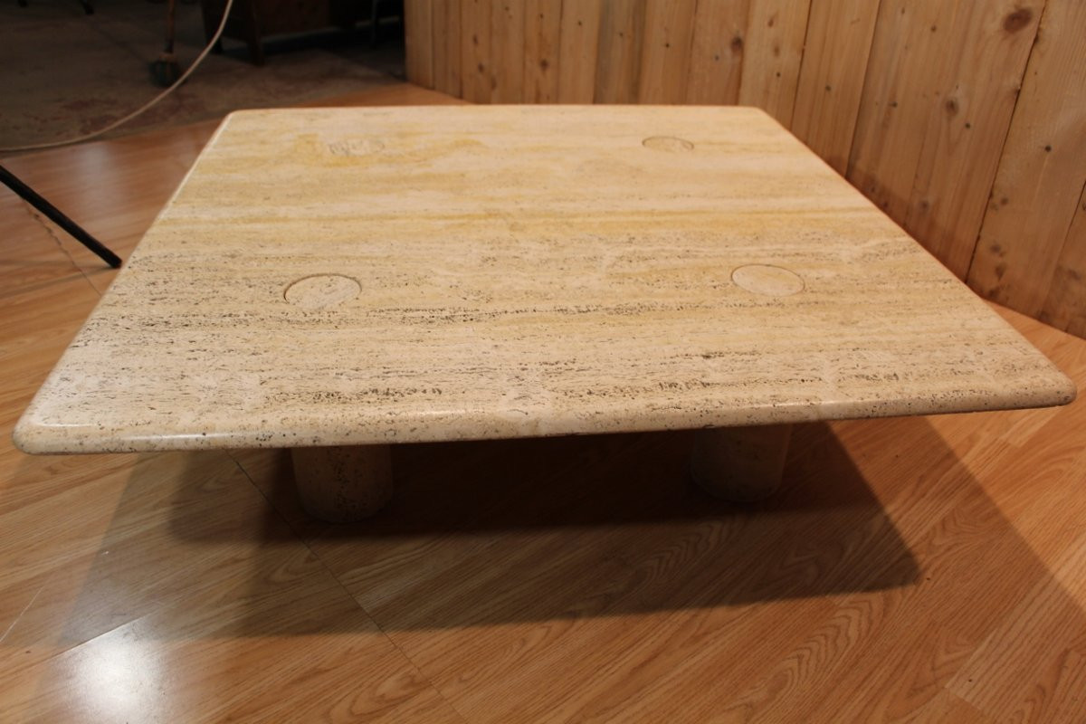 Travertine Coffee Table By Angelo Mangiarotti, Up&up Edition-photo-1