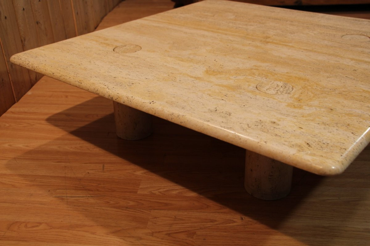 Travertine Coffee Table By Angelo Mangiarotti, Up&up Edition-photo-4
