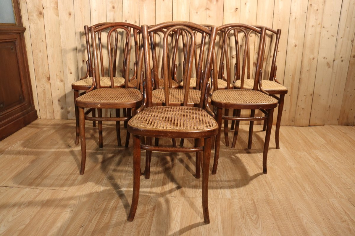 Set Of Eight Thonet Bistro Chairs No. 56-photo-2