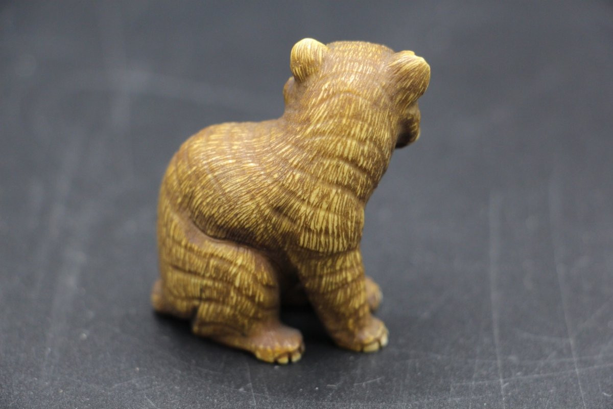 Carved Ivory Netsuke – Japan, Meiji Period (1868–1912), Tiger, Signed-photo-3