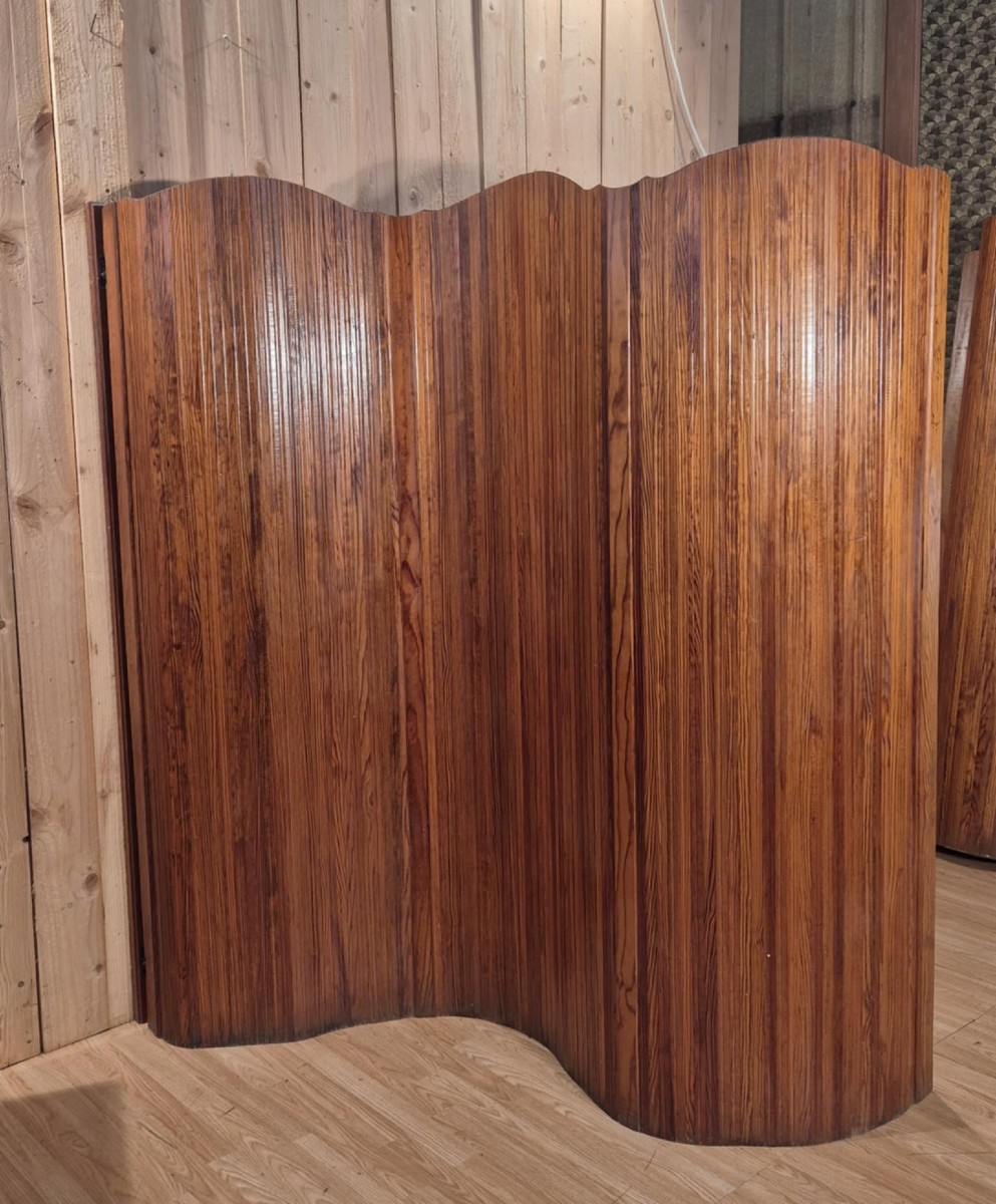 Paravent Vague en Bois  1950 Baumann 