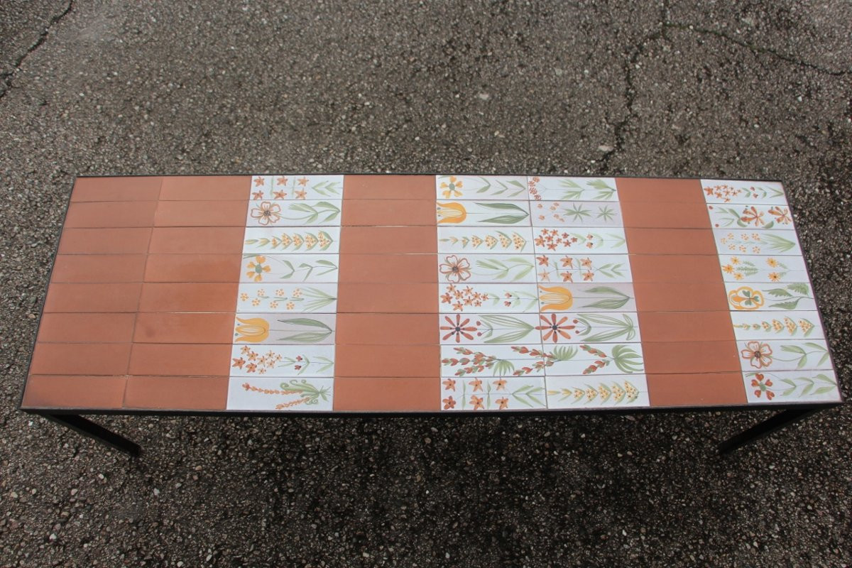 table basse de roger capron aux fleurs-photo-2