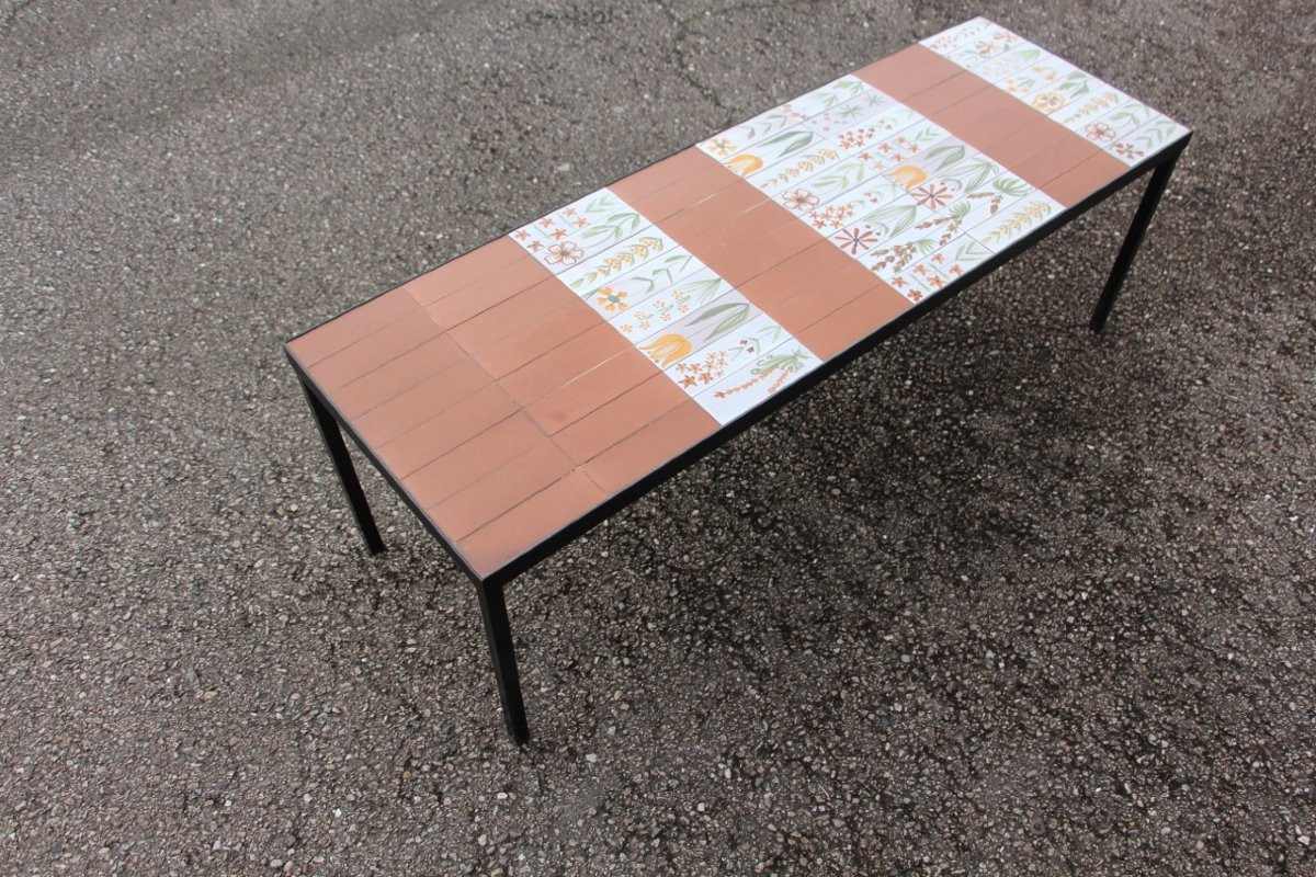 table basse de roger capron aux fleurs-photo-3