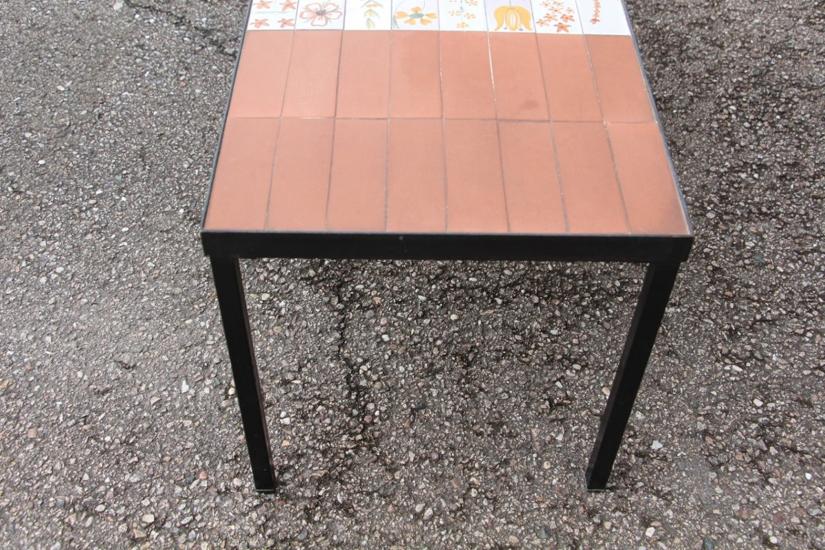 table basse de roger capron aux fleurs-photo-4