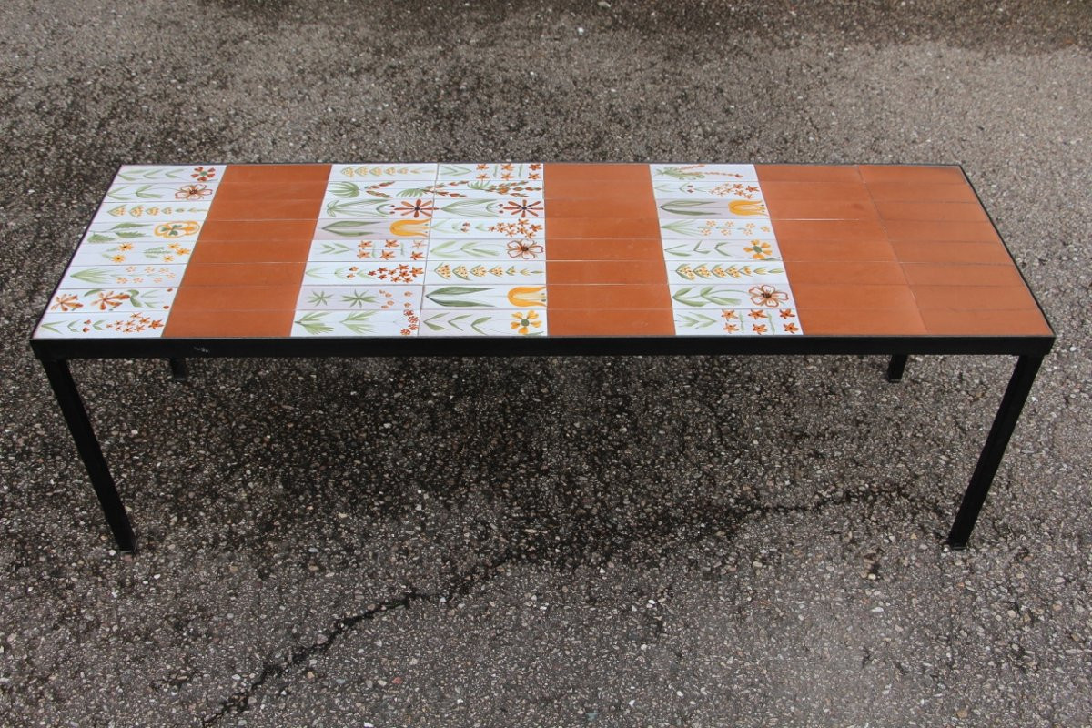 table basse de roger capron aux fleurs-photo-1