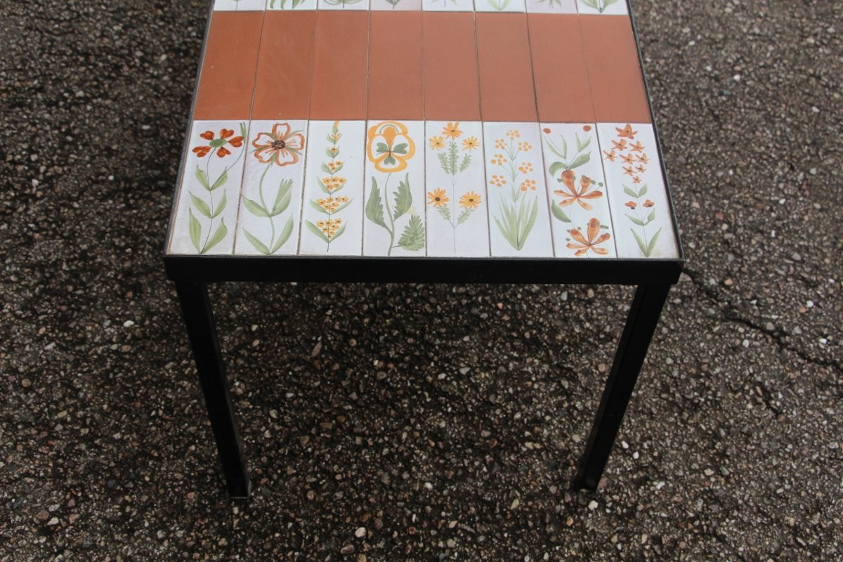 table basse de roger capron aux fleurs-photo-2