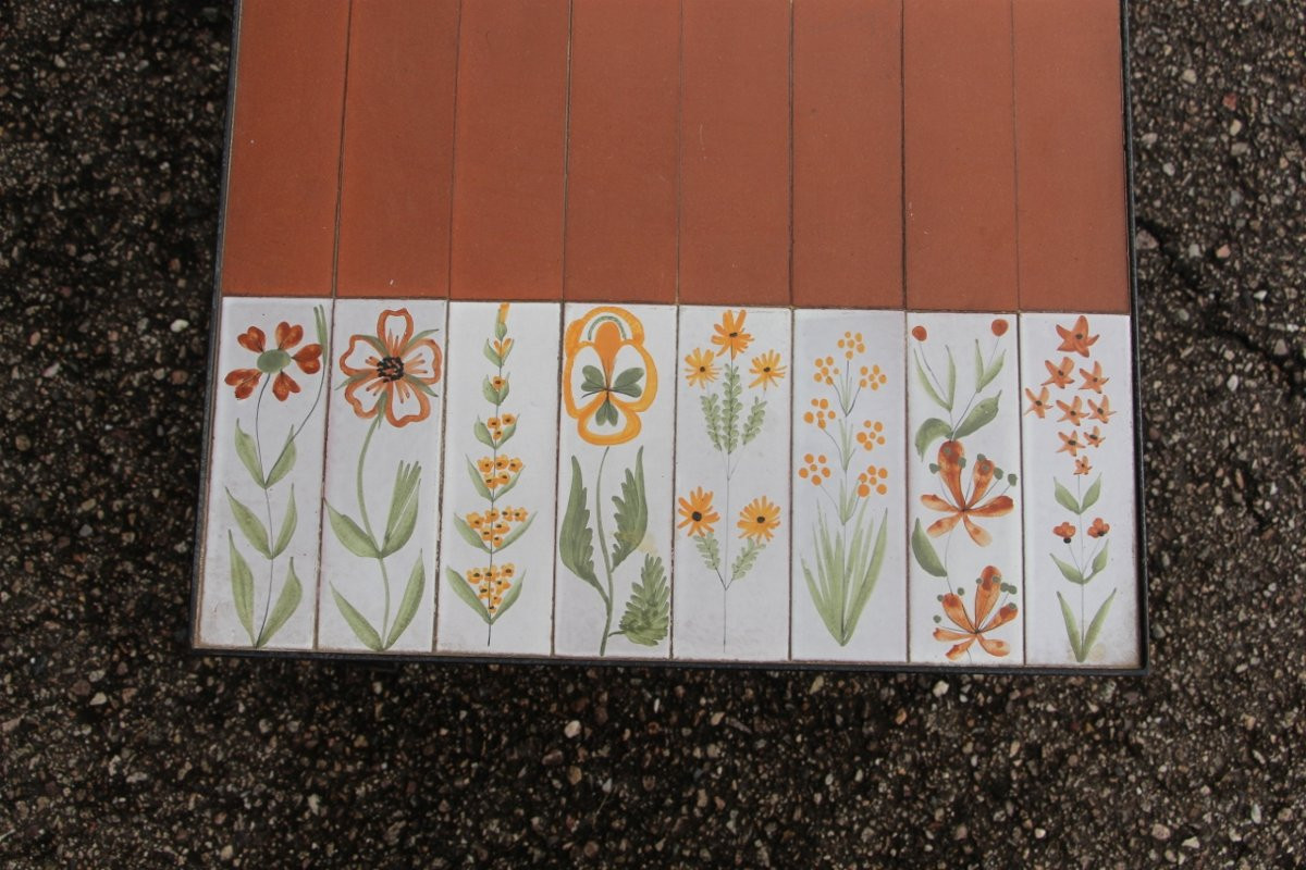 table basse de roger capron aux fleurs-photo-3