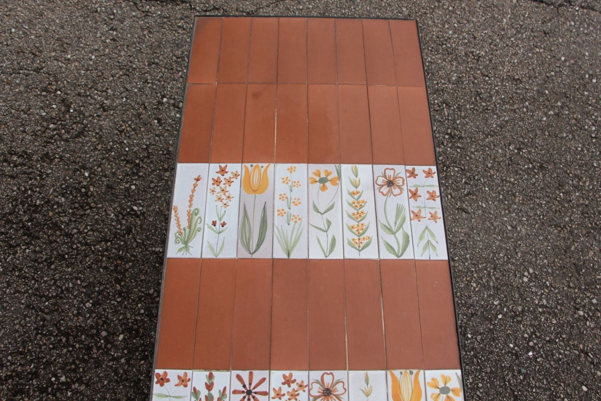 table basse de roger capron aux fleurs-photo-5