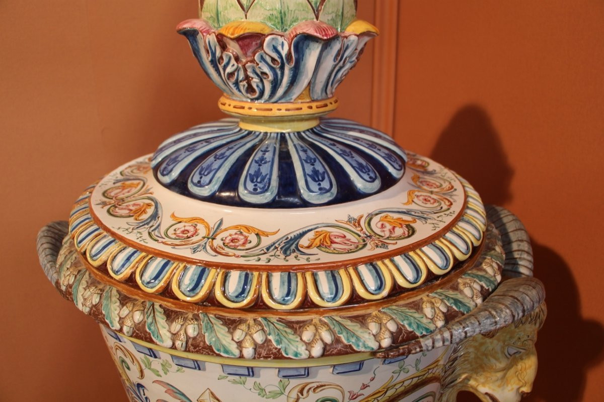 immense vase en faïence de Toul Bellevue  présenté en 1889 à l’exposition universelle de Paris-photo-3