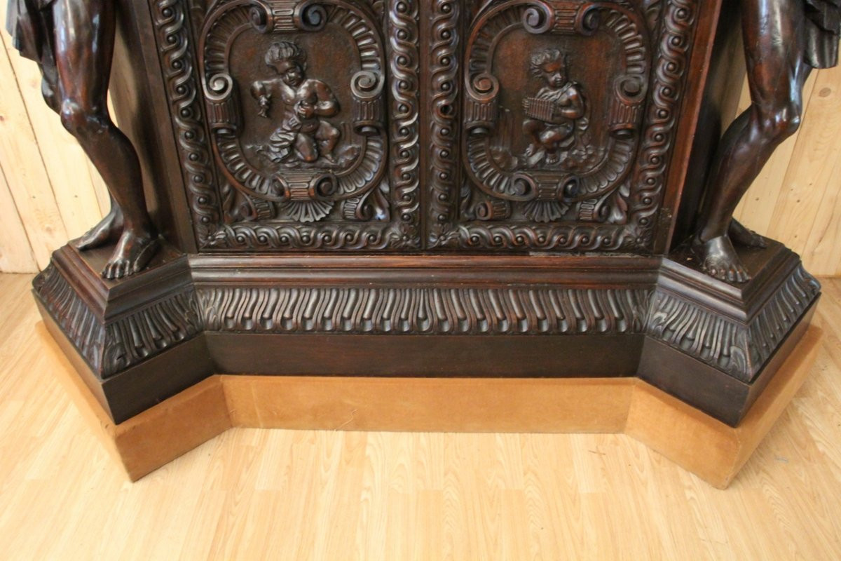 Renaissance-style Castle Buffet With Atlantes, 19th Century-photo-2