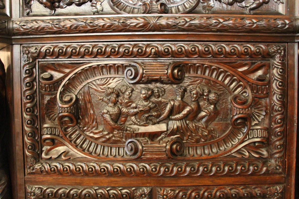 Renaissance-style Castle Buffet With Atlantes, 19th Century-photo-4