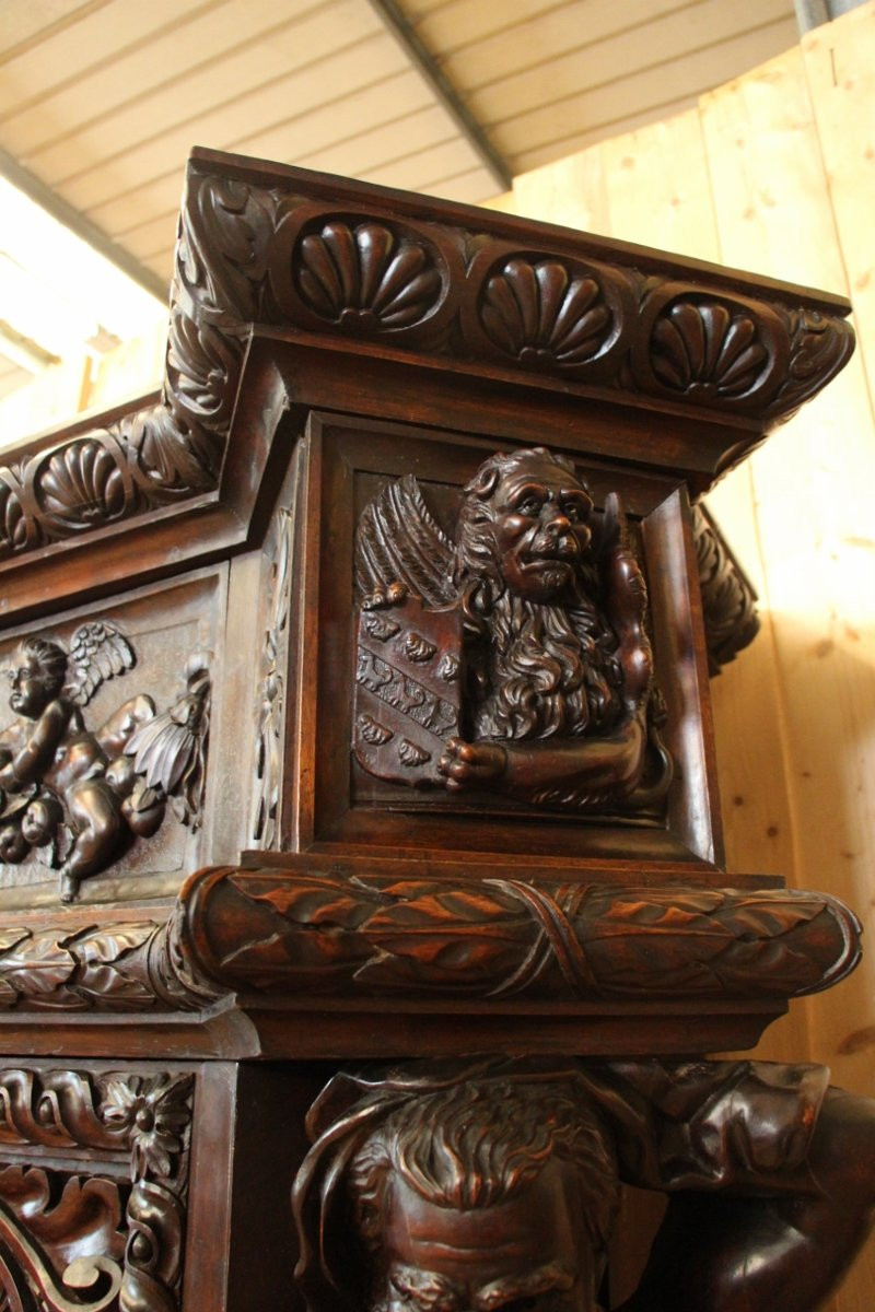 Renaissance-style Castle Buffet With Atlantes, 19th Century-photo-6