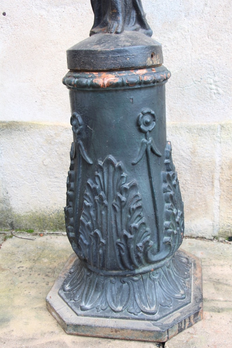 Pair Of 19th-century Cast Iron Torchères, L. Gasne Foundry In Tusey-photo-4