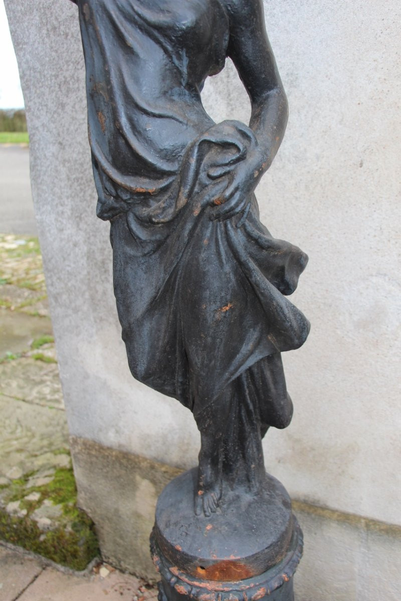Pair Of 19th-century Cast Iron Torchères, L. Gasne Foundry In Tusey-photo-6