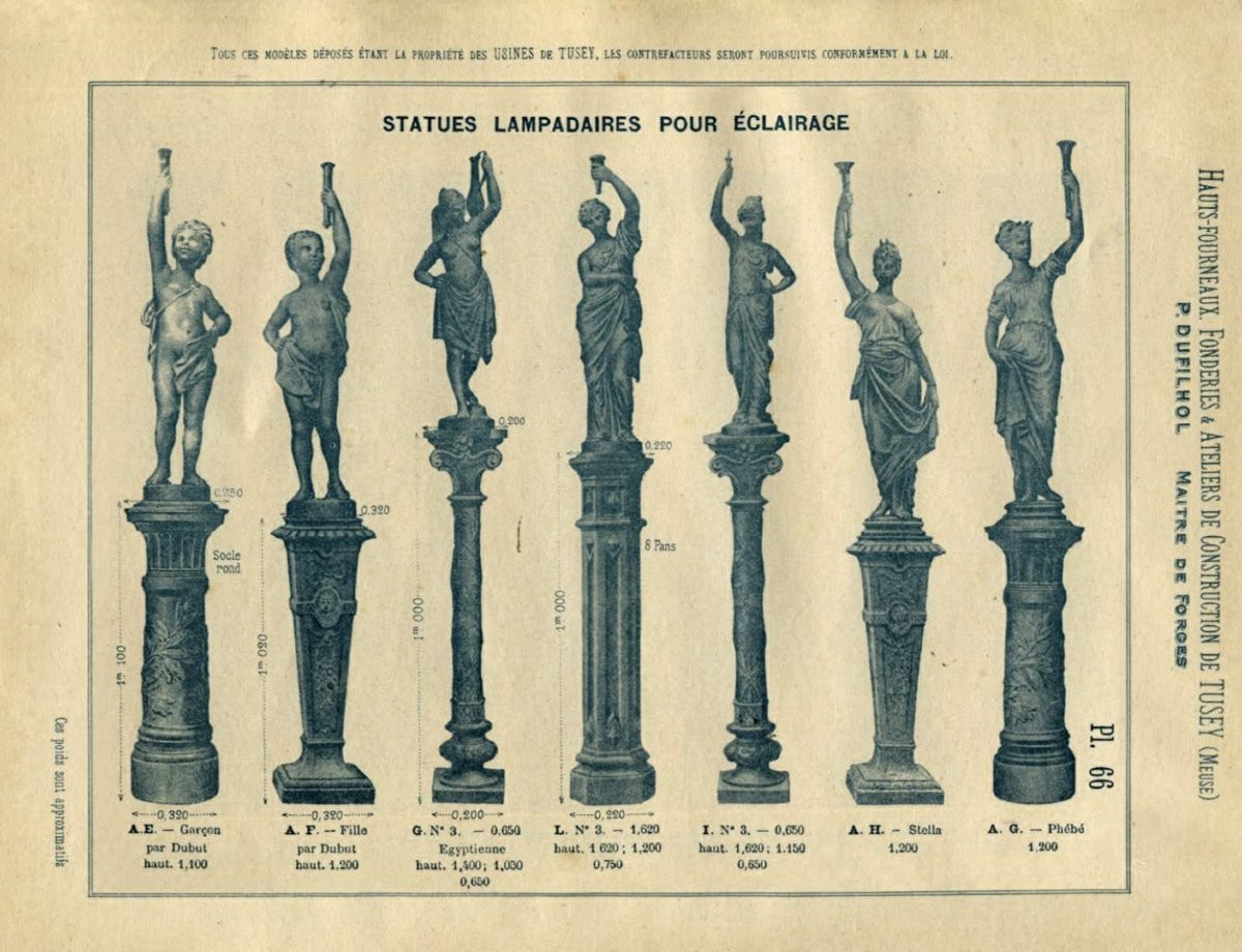 Pair Of 19th-century Cast Iron Torchères, L. Gasne Foundry In Tusey-photo-8