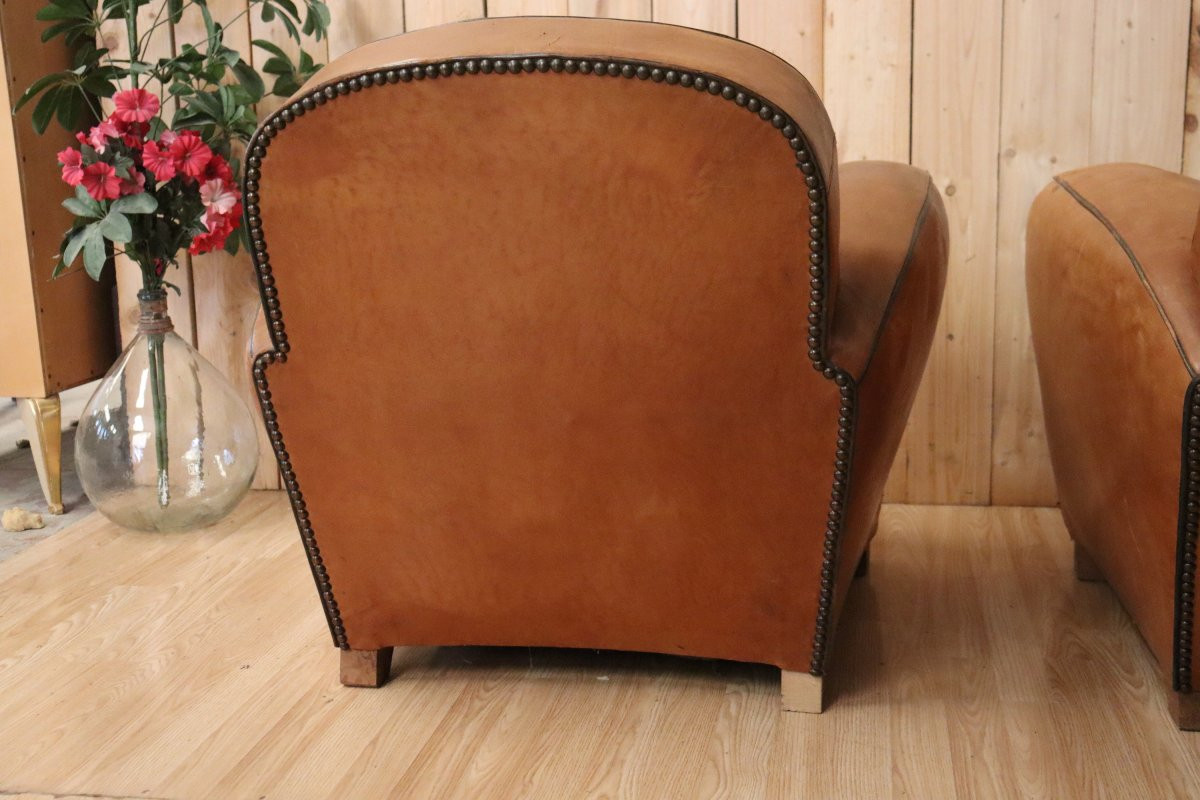 Paire de fauteuils club en cuir Art Déco 1930-photo-4