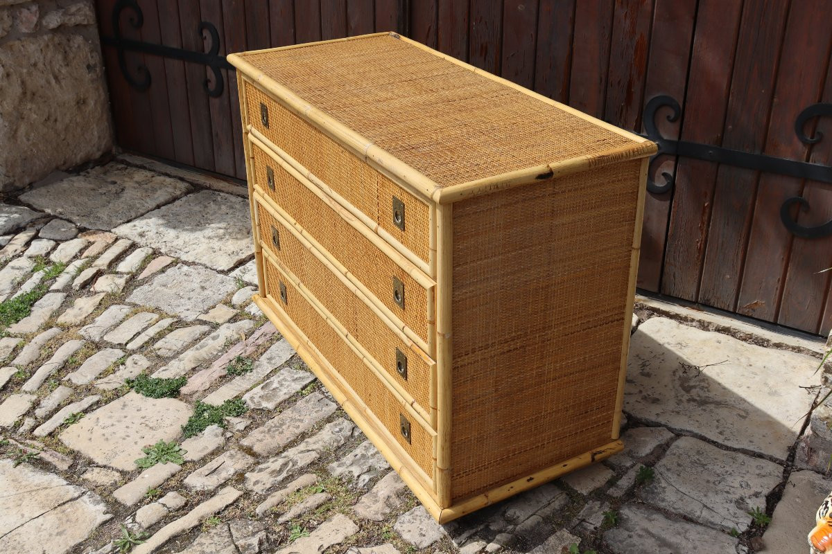 Commode rotin par Dal Vera Italie 1970-photo-2