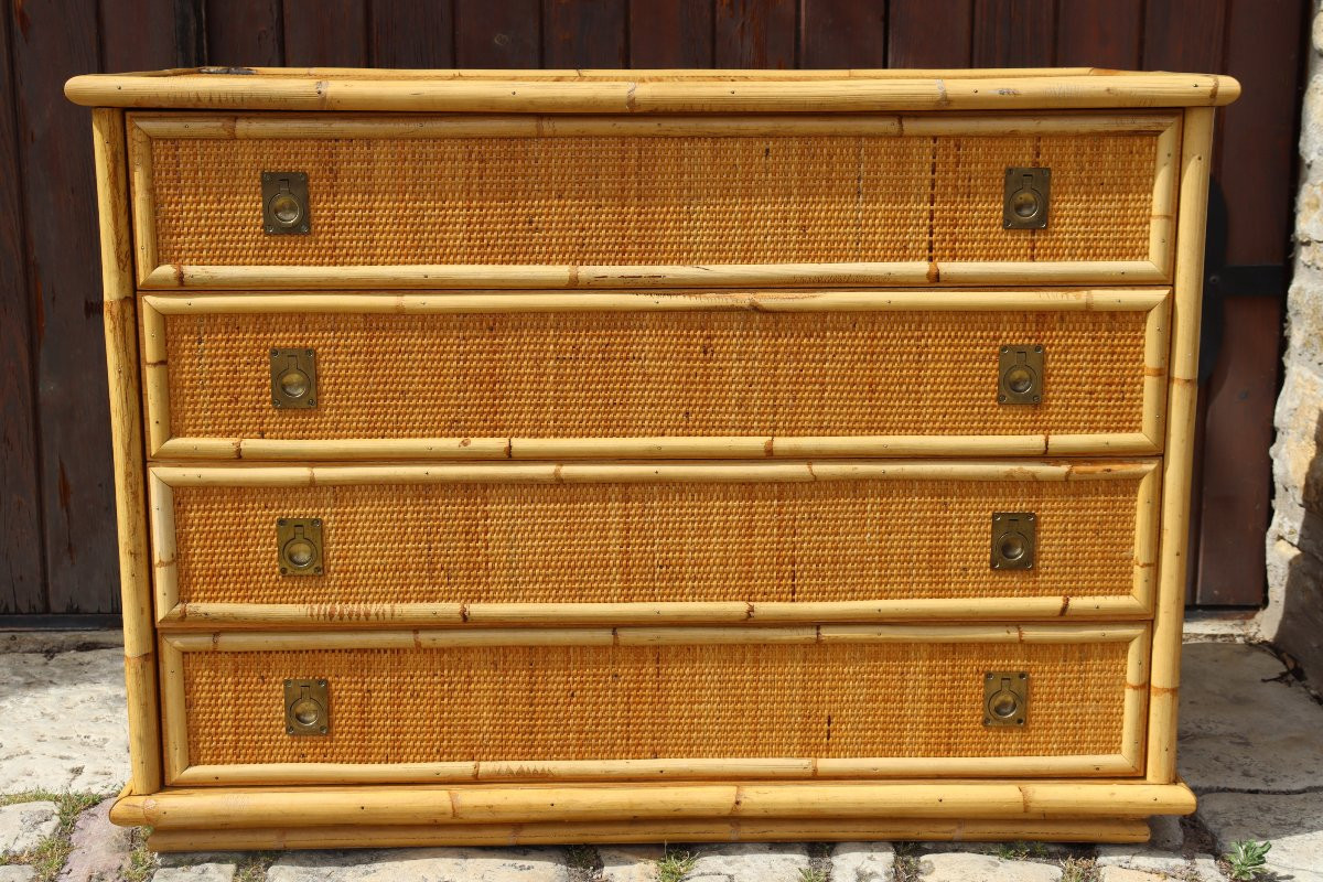Commode rotin par Dal Vera Italie 1970-photo-3