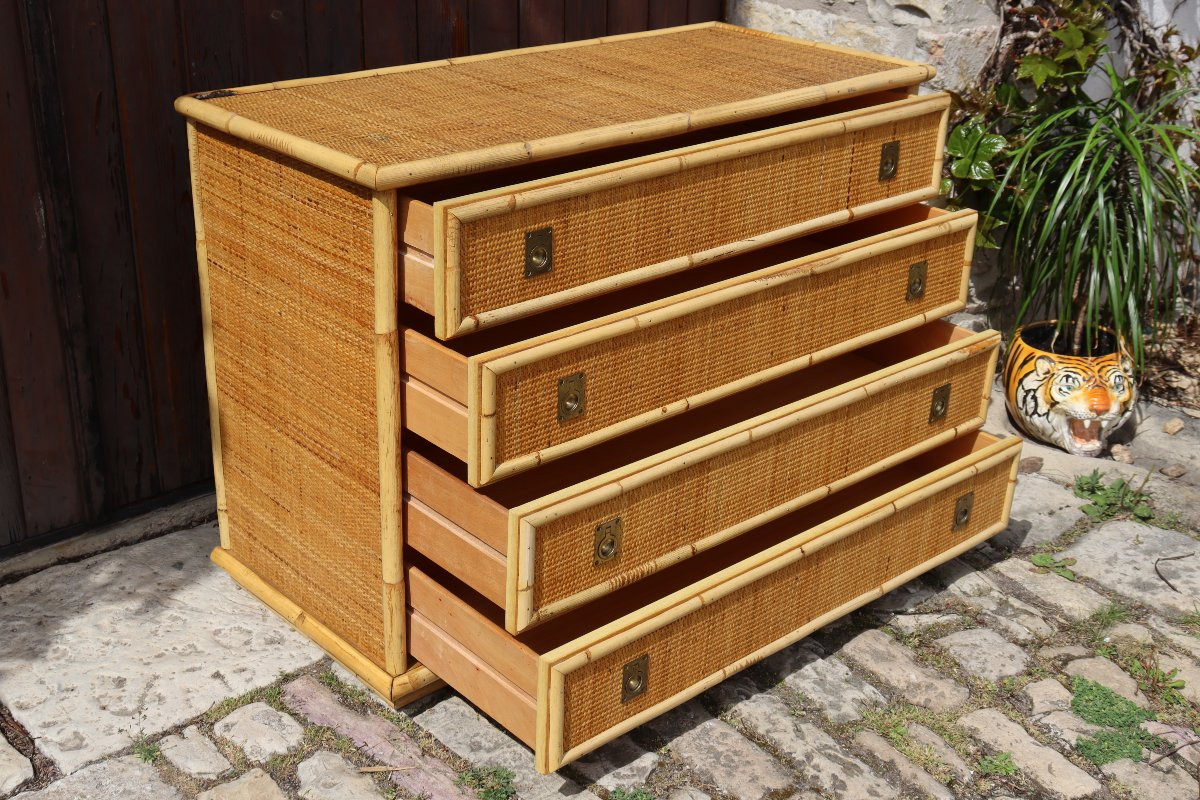 Commode rotin par Dal Vera Italie 1970-photo-1