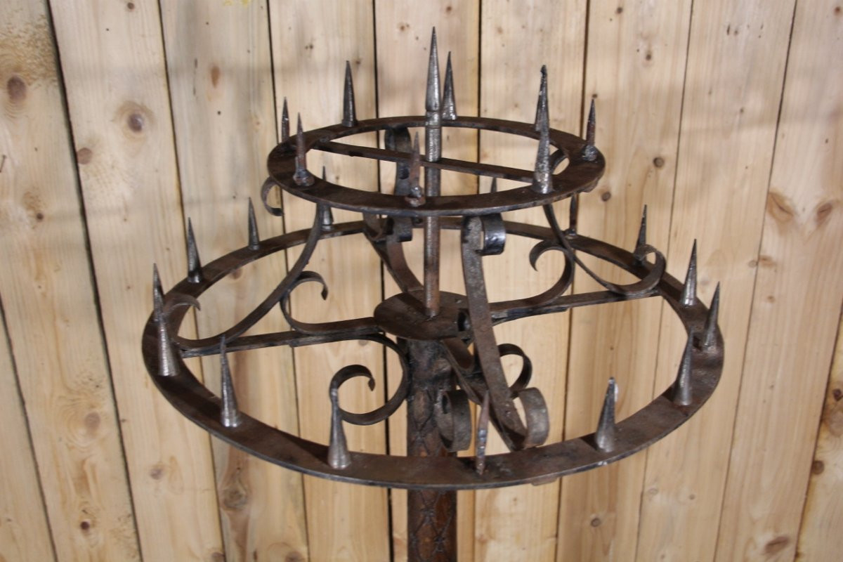 Wooden Candle Stick 19th Century-photo-3