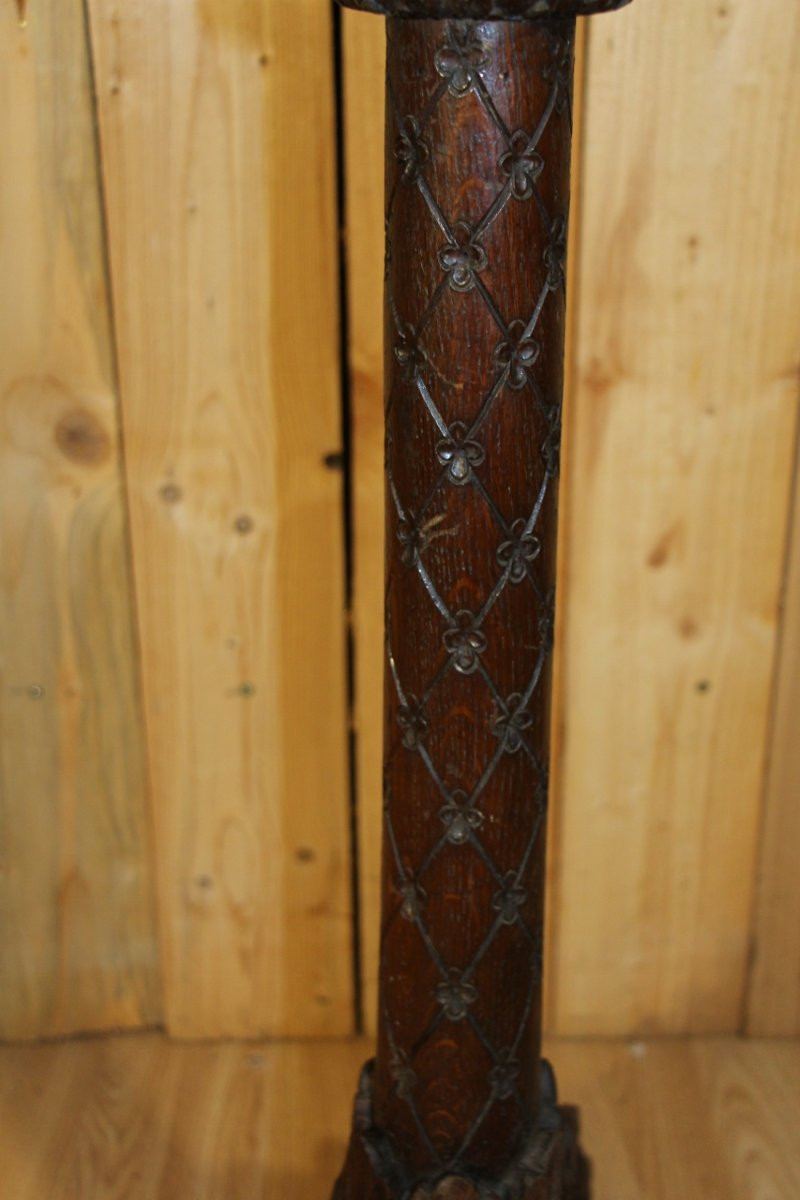 Wooden Candle Stick 19th Century-photo-3