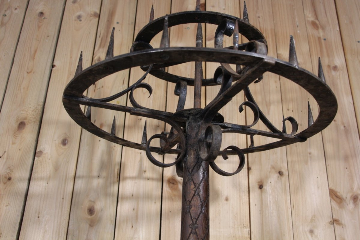 Wooden Candle Stick 19th Century-photo-4
