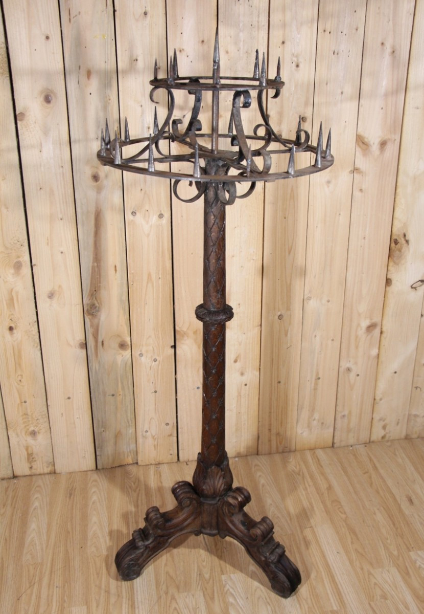 Wooden Candle Stick 19th Century