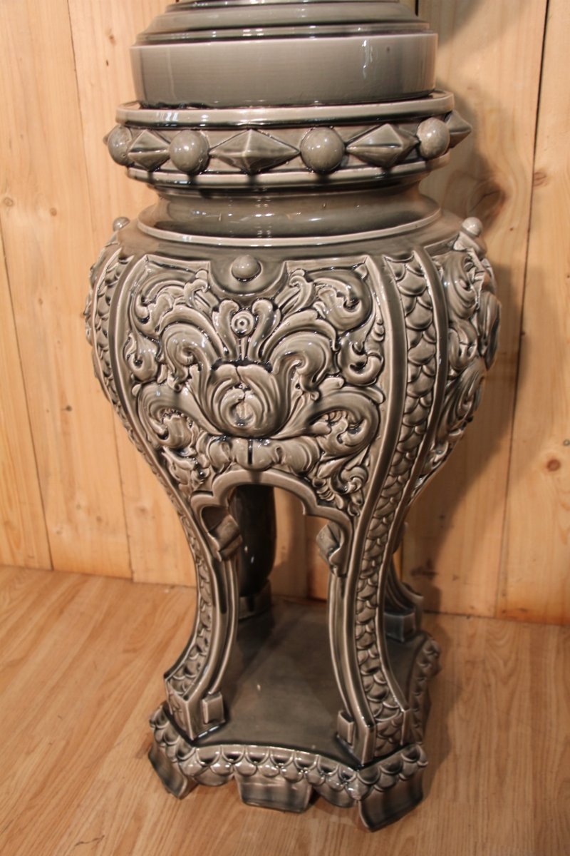 Earthenware Cache Pot Et Ca Colonne Attributed To Massier-photo-1