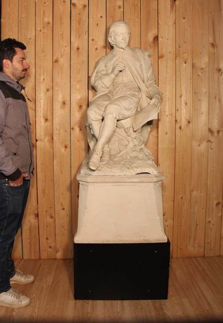 grande statue en plâtre de jacques callot ayant participé au concours de 1869 a Nancy-photo-2