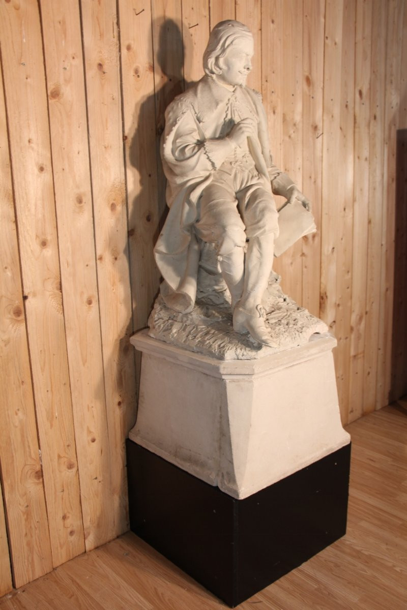 grande statue en plâtre de jacques callot ayant participé au concours de 1869 a Nancy-photo-3