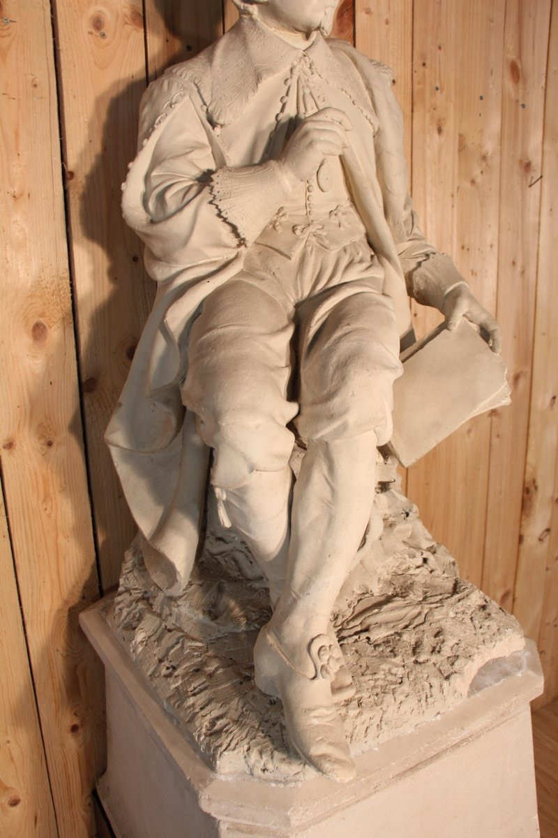 grande statue en plâtre de jacques callot ayant participé au concours de 1869 a Nancy-photo-4
