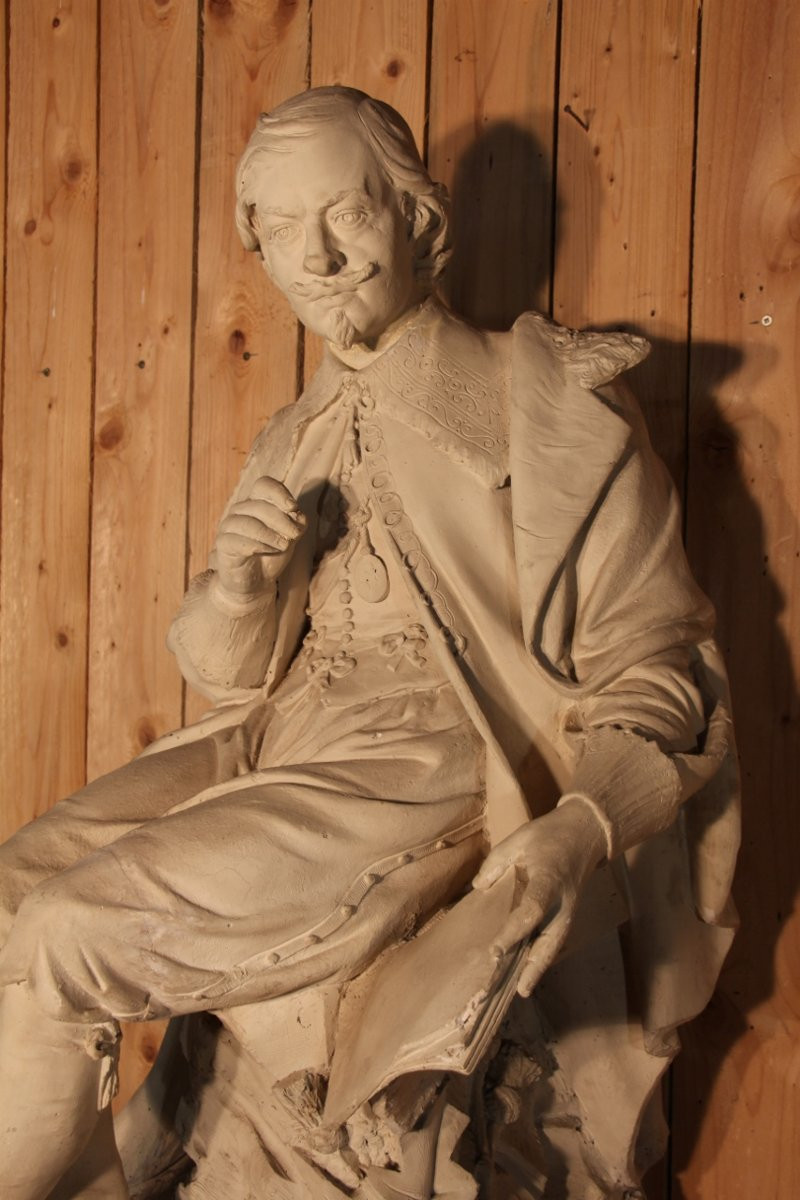 grande statue en plâtre de jacques callot ayant participé au concours de 1869 a Nancy-photo-2