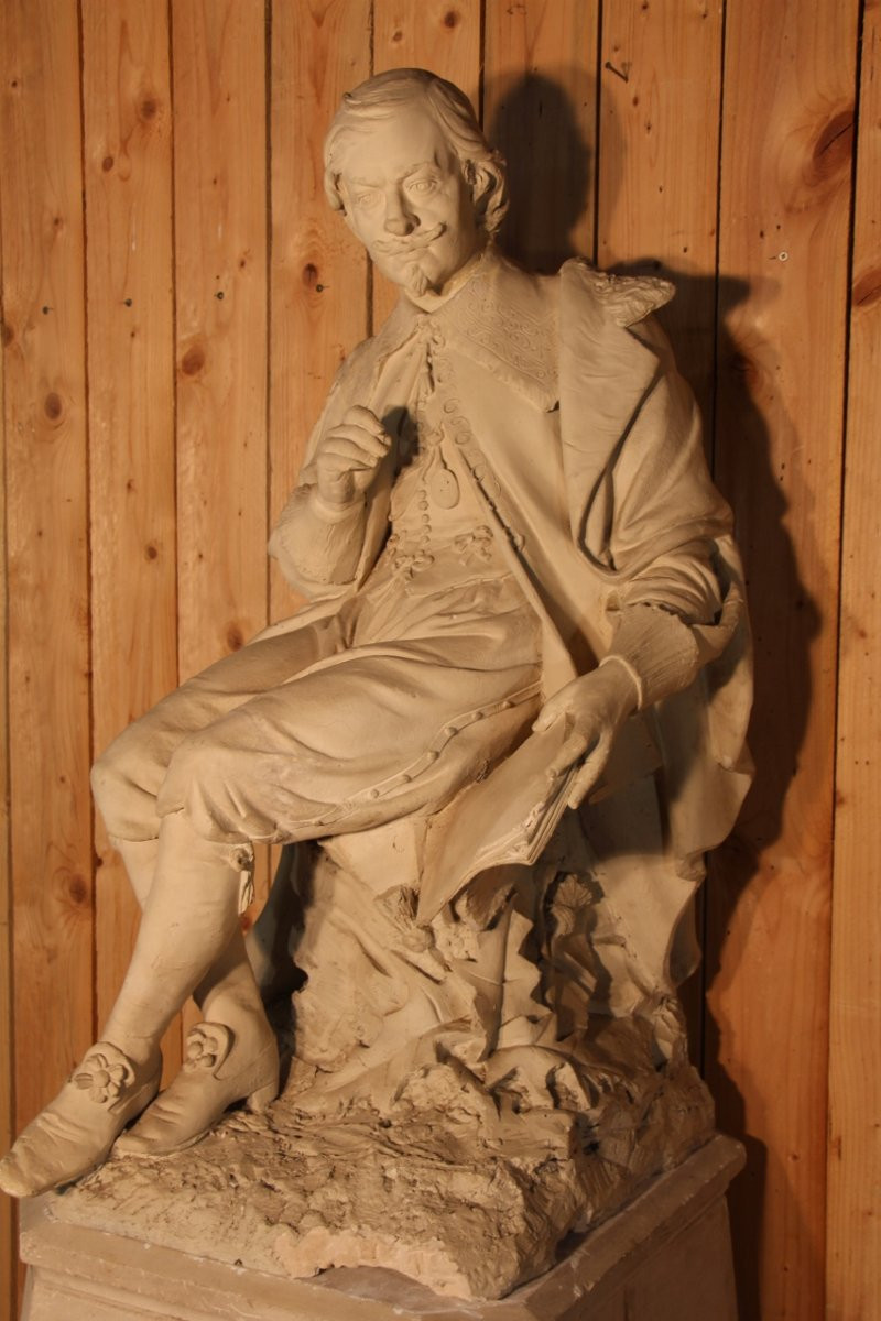 grande statue en plâtre de jacques callot ayant participé au concours de 1869 a Nancy-photo-5