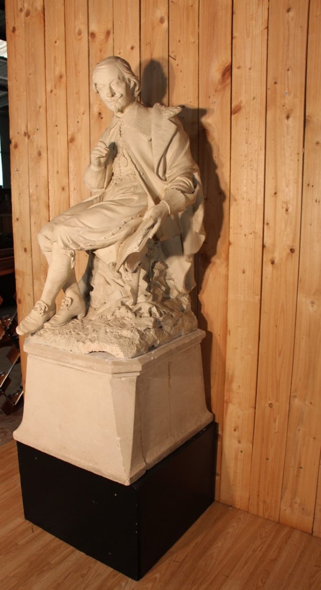 grande statue en plâtre de jacques callot ayant participé au concours de 1869 a Nancy-photo-6