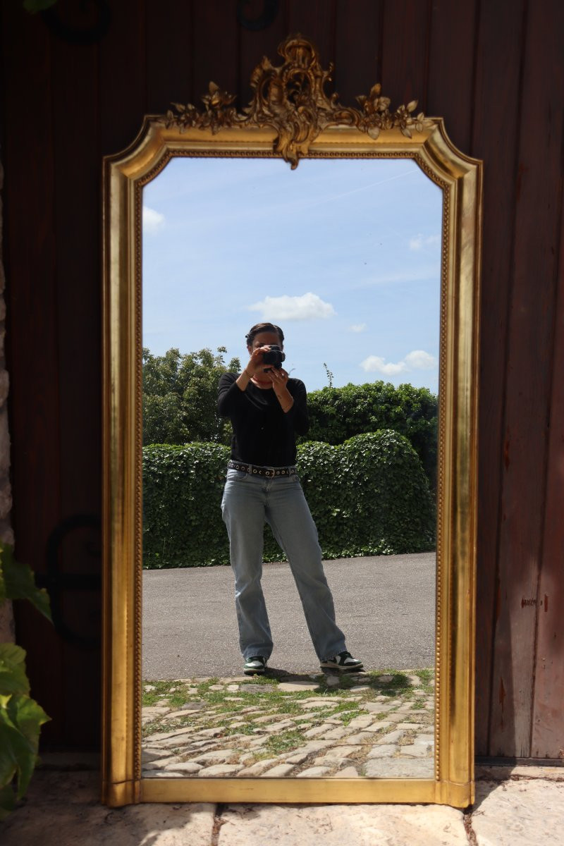 Miroir doré de style Louis XV 19ème -photo-3