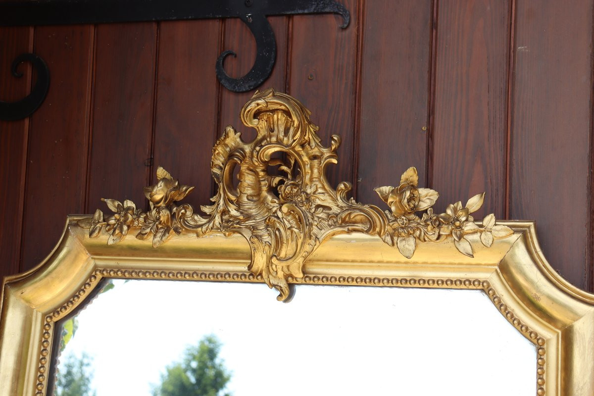 Miroir doré de style Louis XV 19ème -photo-4