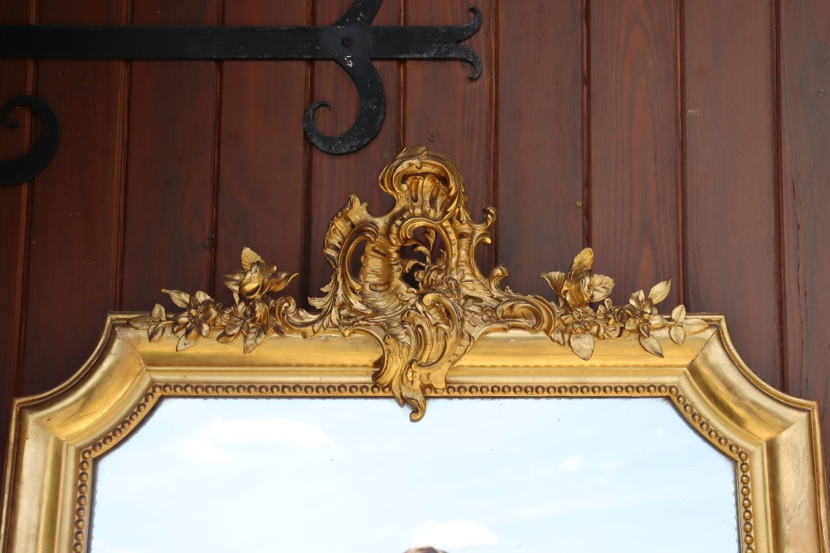 Miroir doré de style Louis XV 19ème -photo-6
