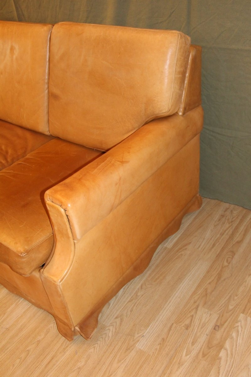 Havana Leather Sofa 70's Club Style-photo-4