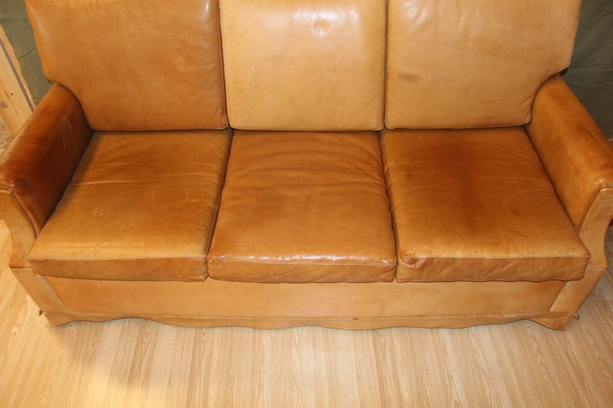 Havana Leather Sofa 70's Club Style-photo-2
