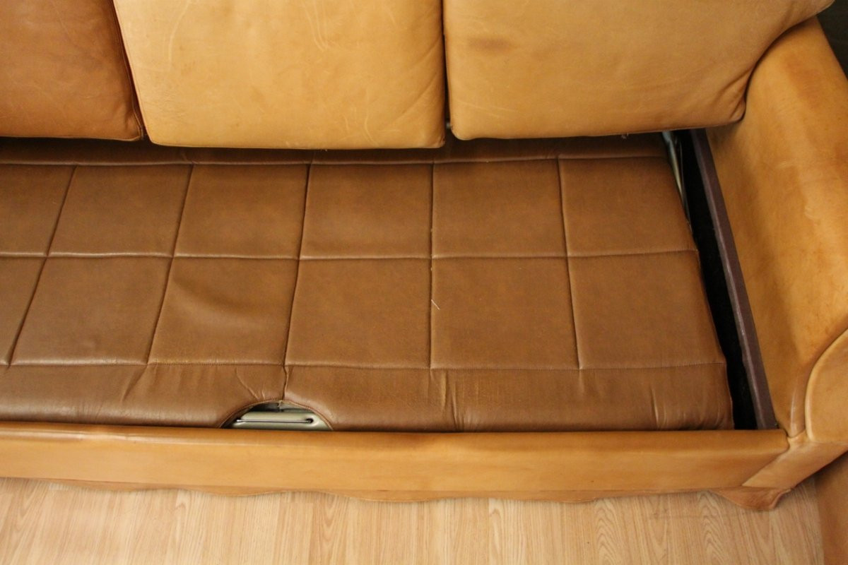 Havana Leather Sofa 70's Club Style-photo-6