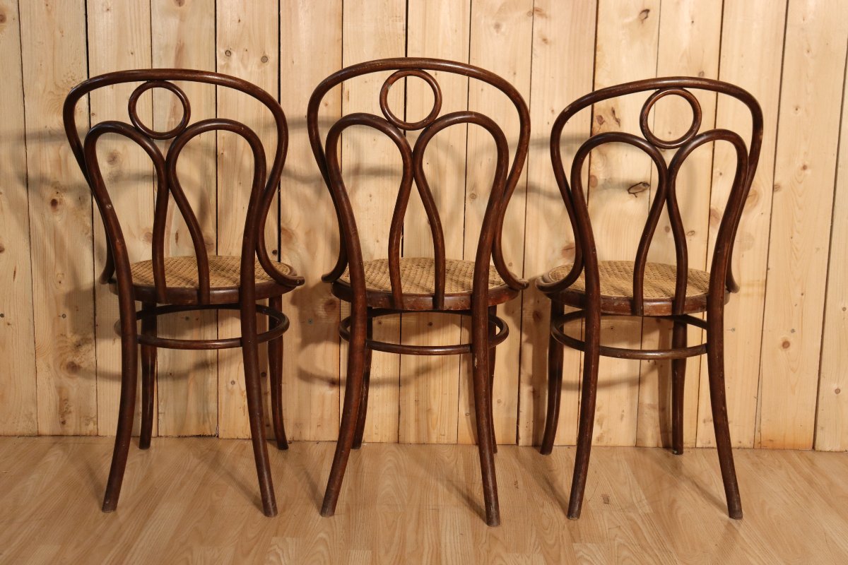 série de 6 chaises bistrot style thonet de hofmann modèle aile d'ange -photo-3