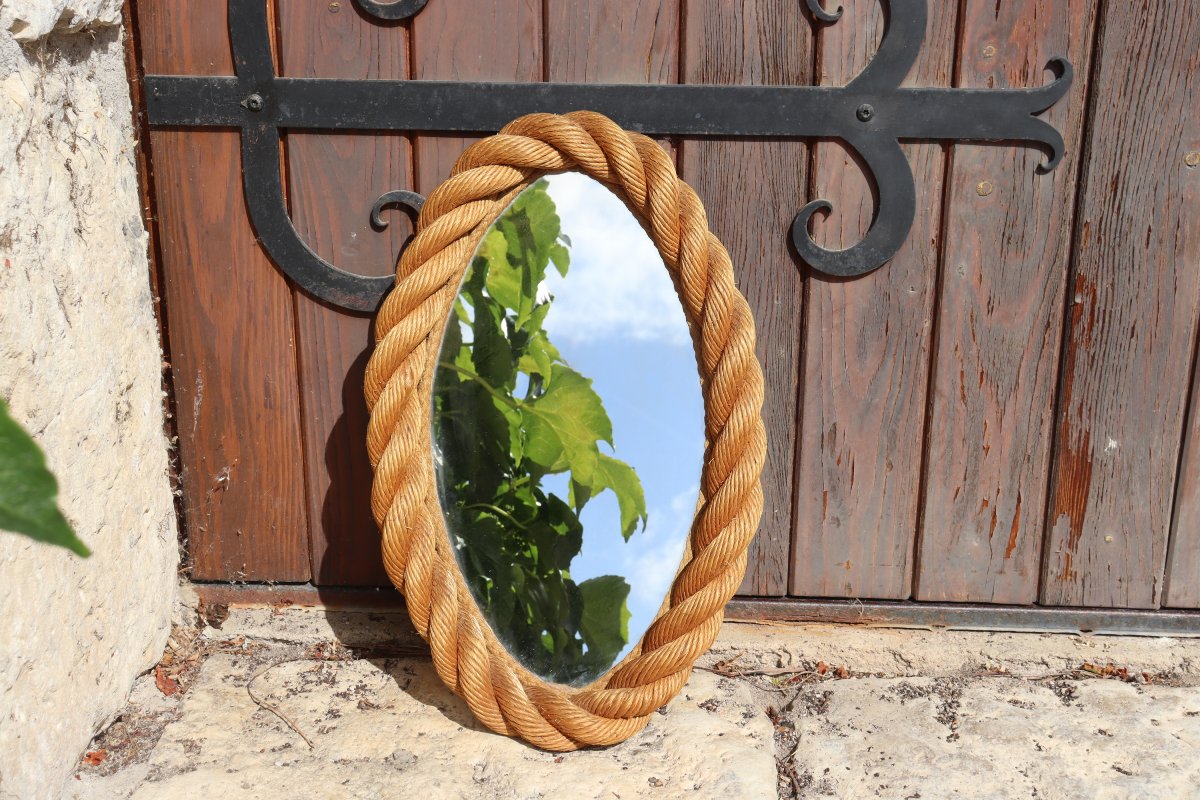 Oval Rope Mirror By Audoux Minnet 60s-photo-2