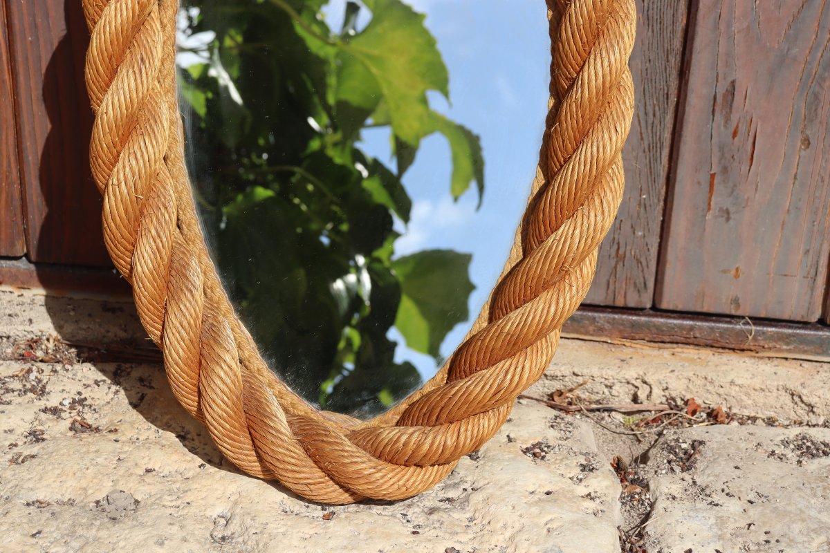 Oval Rope Mirror By Audoux Minnet 60s-photo-4