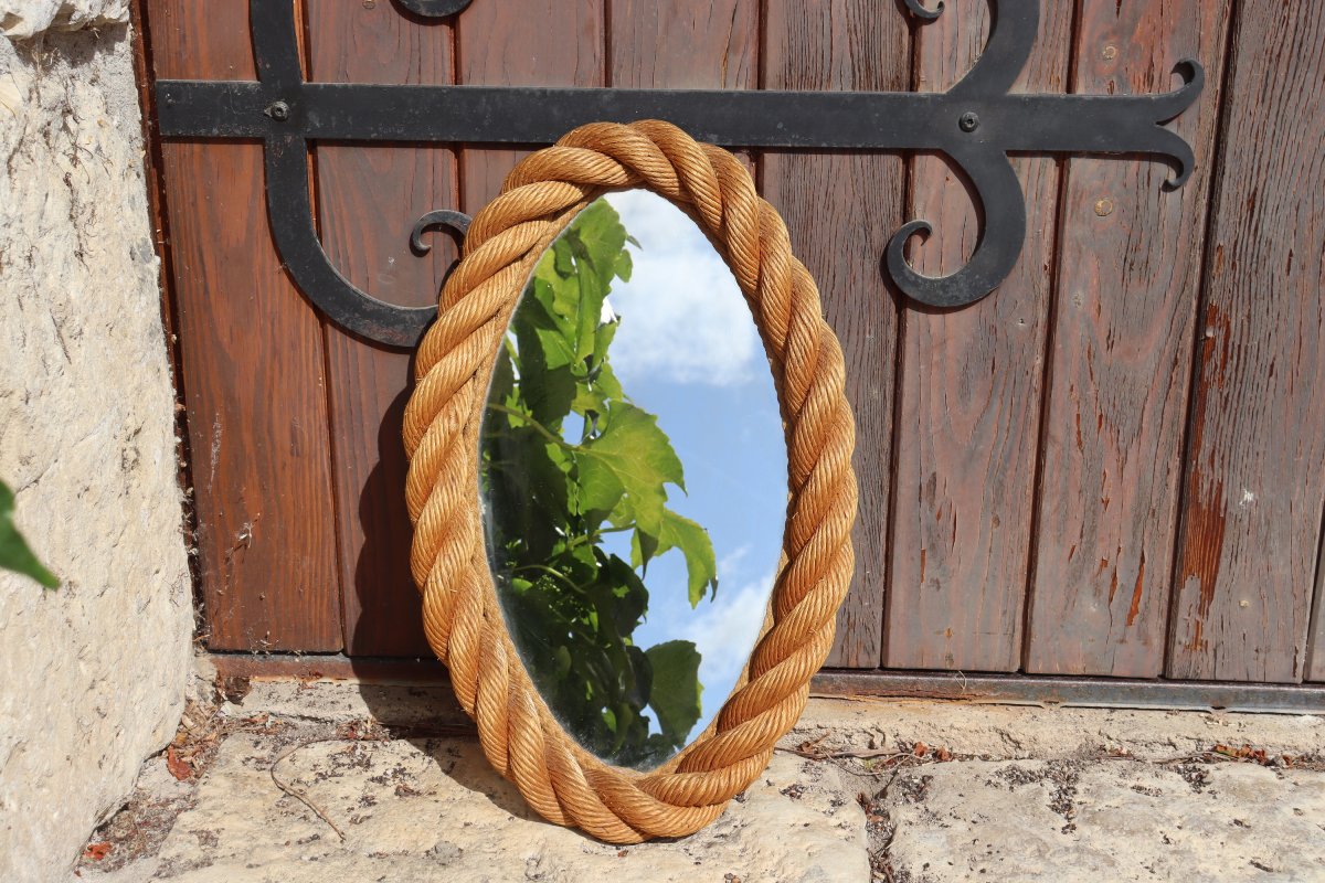 Oval Rope Mirror By Audoux Minnet 60s