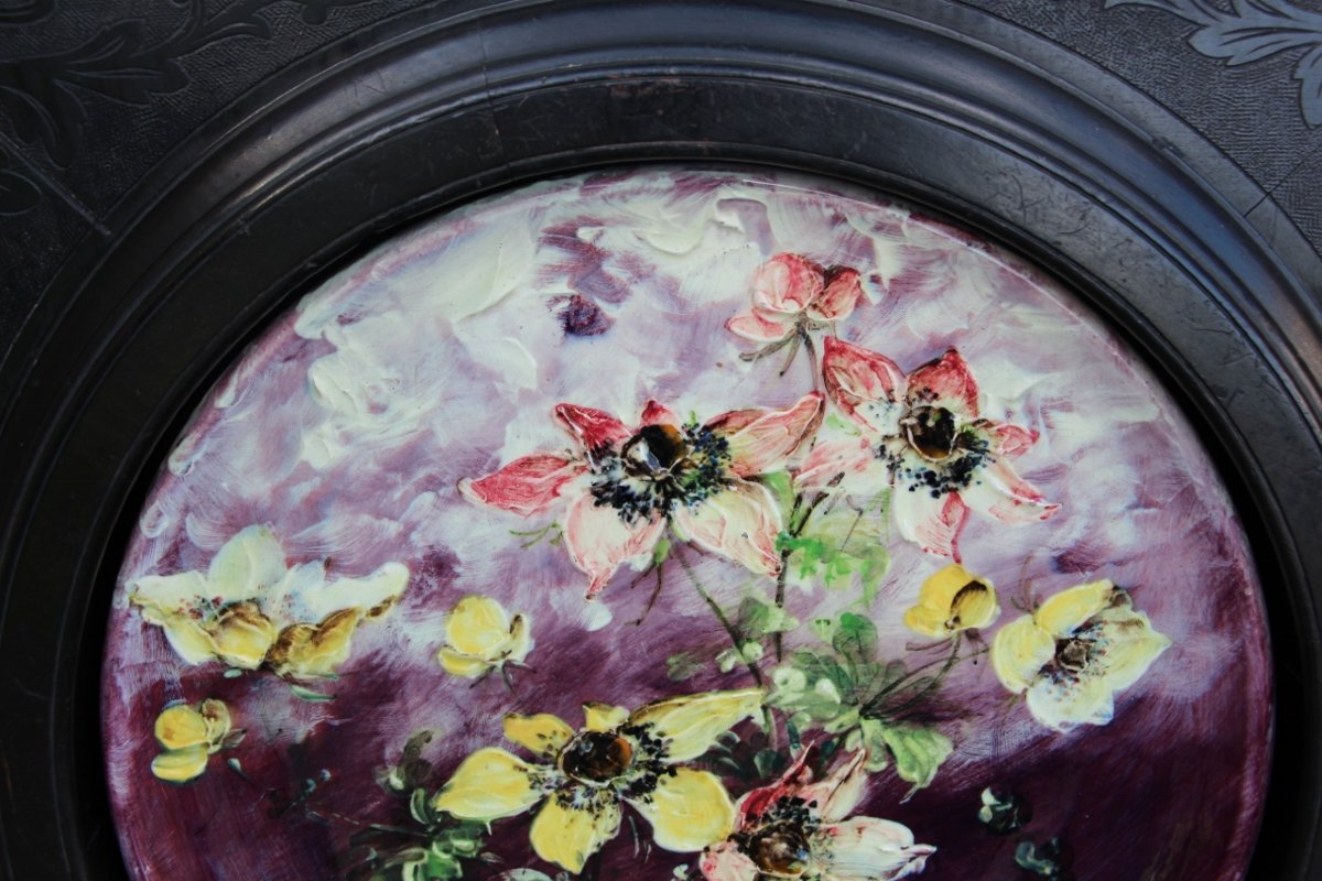 Pair Of Framed Dishes By Jérôme Massier In Vallauris-photo-3