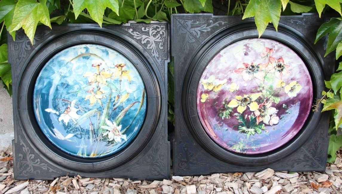 Pair Of Framed Dishes By Jérôme Massier In Vallauris