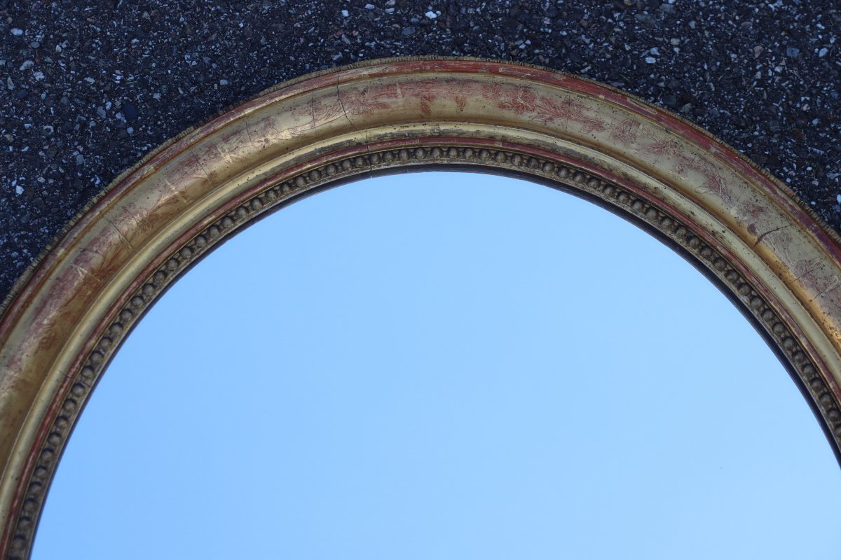  Paire de miroirs ovales en bois doré époque Louis Philippe-photo-6