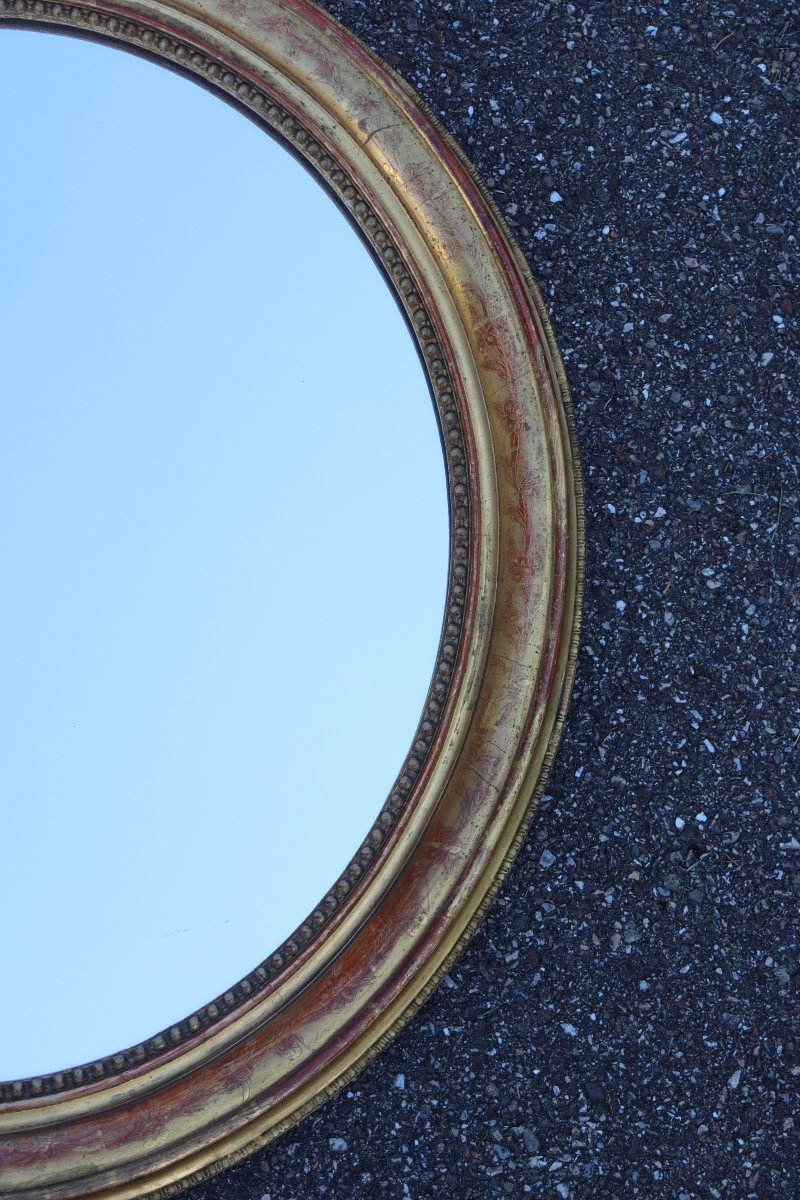  Paire de miroirs ovales en bois doré époque Louis Philippe-photo-7